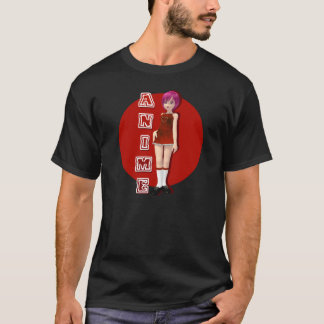 Rot-Ähnliches Rosa-Haariges Anime-Fan-Shirt T-Shirt
