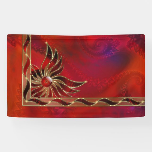 Rot als die Flammen-Fahne Banner (Horizontal)