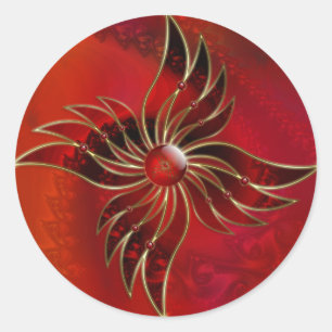 Rot als Flammenaufkleber Runder Aufkleber