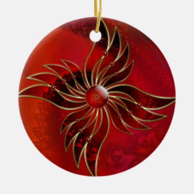 Rot als Flammenschmuck Keramik Ornament (Vorne)
