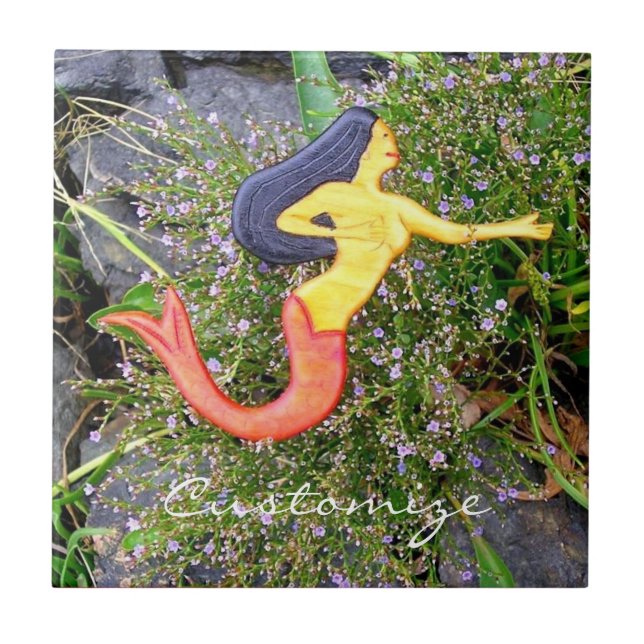 rot-angebundene sirena Meerjungfrau Fliese (Vorderseite)