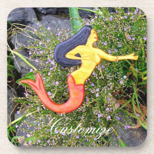 Rot-angebundene sirena Meerjungfrau Getränkeuntersetzer