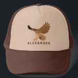 Rot-Angebundener Falke im Flug personalisiert Truckerkappe<br><div class="desc">Dieser Baseballmütze- oder Fernlastfahrerhut kennzeichnet eine Illustration eines rot-angebundenen Falken im Flug und in Ihrer eigenen Namens- oder kurzen Mitteilung. Finden Sie koordinierenthemenorientierte Geschenke und Produkte der falken in der Falke-und Amsel-Sammlung von den Sternchen-Entwürfen.</div>
