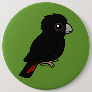 Rot-angebundener schwarzer Cockatoo Button
