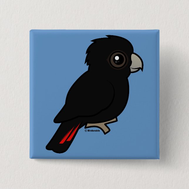 Rot-angebundener schwarzer Cockatoo Button (Vorderseite)