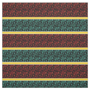 Rot/aqua floralgold/weißer Streifen - schwarz Stoff