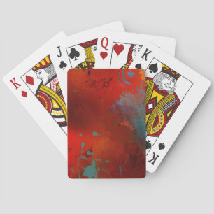 Rot, Aqua & Gold Grunge Abstrakte Kunst Spielkarten
