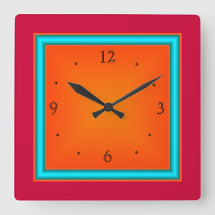 Rot/Aqua/Orange>Wall Uhr