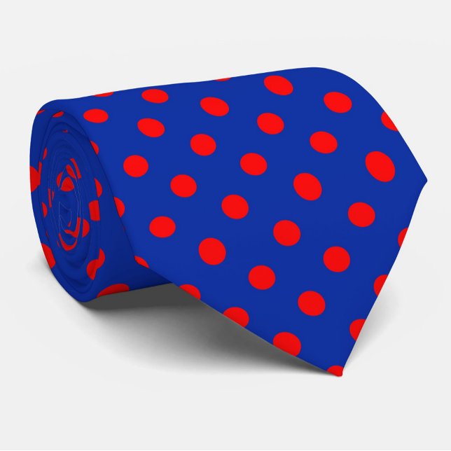 Rot auf Blau Punkte Musterdesign  Krawatte (Von Creator hochgeladen)