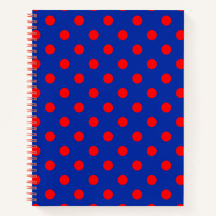 Rot auf Blau Punkte Musterdesign Notizbuch