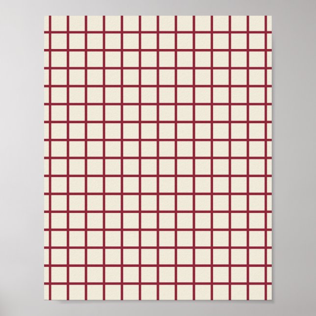 Rot auf Cream Grid Poster (Vorne)