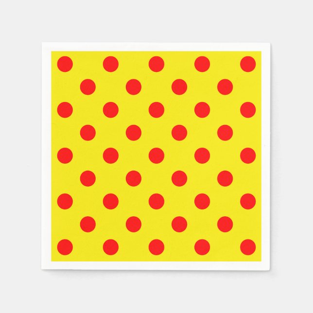 Rot auf gelben Polka Dots Design Serviette (Vorderseite)