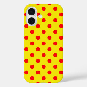 Rot auf gelben Punkten Musterdesign  iPhone 16 Hülle