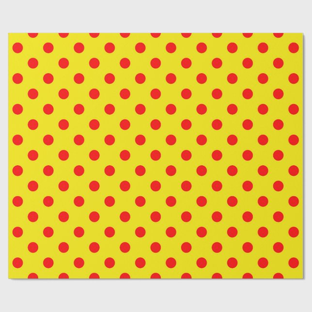 Rot auf gelben Punkten Musterdesign  Geschenkpapier (Flach)