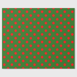 Rot auf grünem Polka-Punkte-Musterdesign  Geschenkpapier