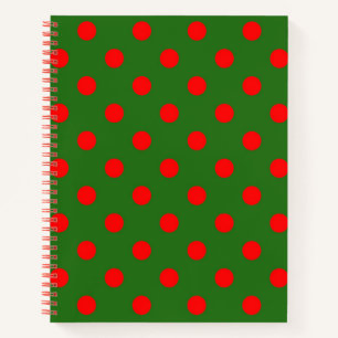 Rot auf grünem Polka-Punkte-Musterdesign Notizbuch