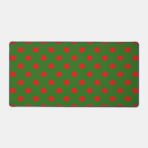 Rot auf grünem Polka-Punkte-Musterdesign Schreibtischunterlage