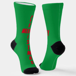 Rot auf grünen frohen Weihnachtssocken Socken
