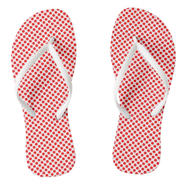 Rot auf kleinen weißen Polka-Punkten Flip Flops (Fußbett)