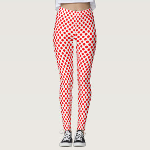 Rot auf kleinen weißen Polka-Punkten Leggings