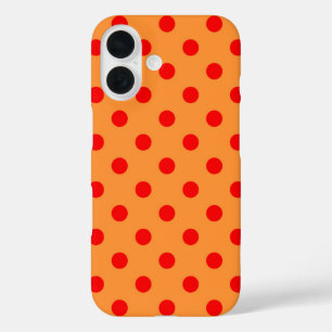 Rot auf Orange Polka Dots Design iPhone 16 Hülle
