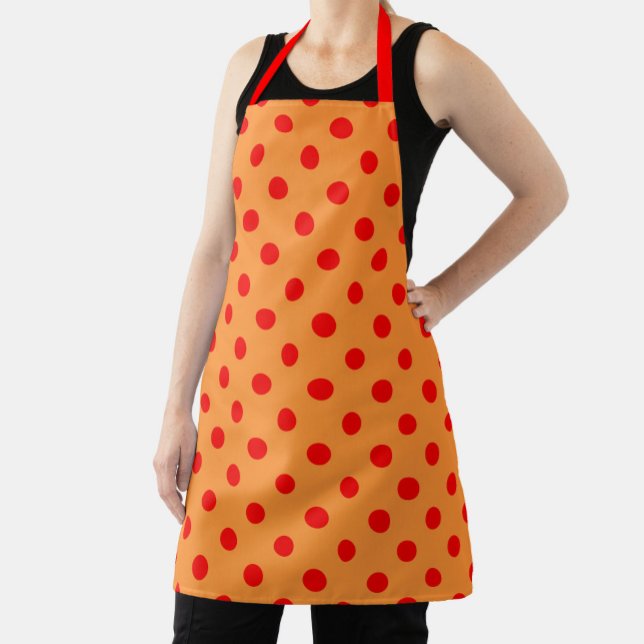 Rot auf Orange Polka Dots Design Schürze (Von Creator hochgeladen)