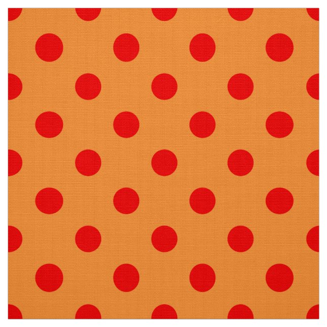 Rot auf Orange Polka Dots Design Stoff (Muster)