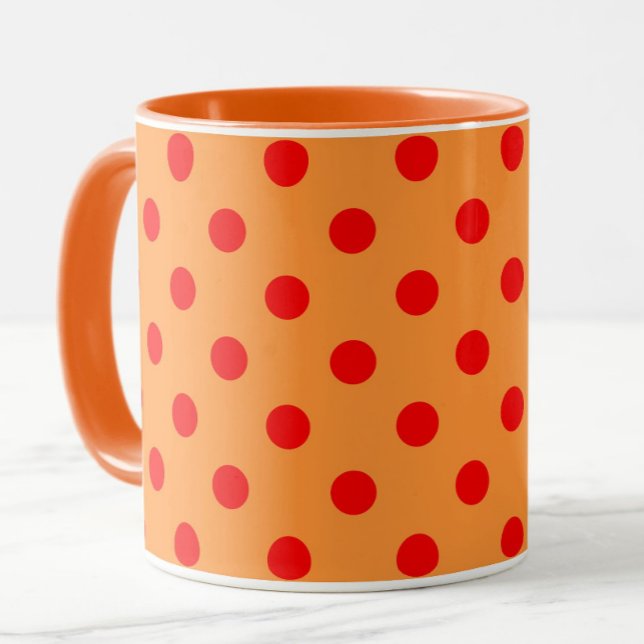 Rot auf Orange Polka Dots Design Tasse (Von Creator hochgeladen)