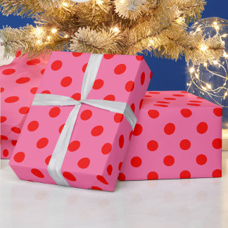 Rot auf rosa Polka Dots Design Geschenkpapier