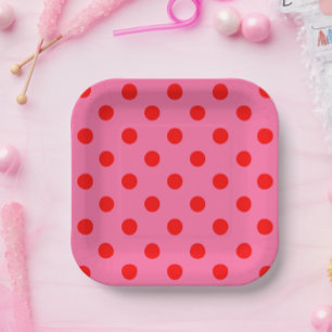 Rot auf rosa Polka Dots Design Pappteller