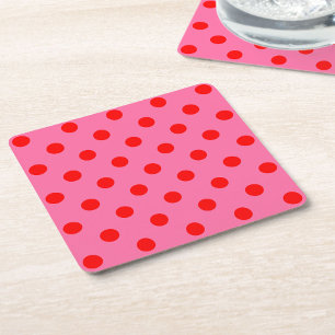 Rot auf rosa Polka Dots Design Rechteckiger Pappuntersetzer