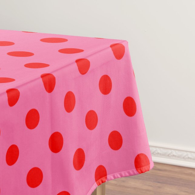Rot auf rosa Polka Dots Design Tischdecke (Von Creator hochgeladen)