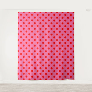 Rot auf rosa Polka Dots Design Wandteppich