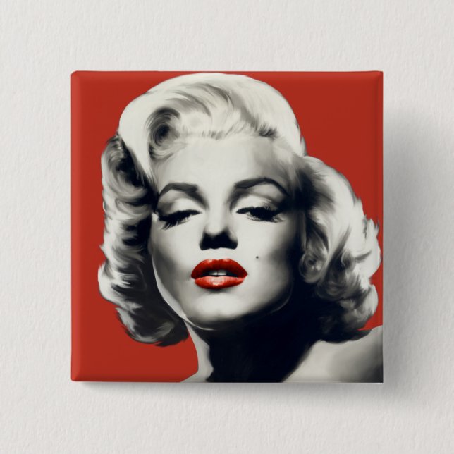 Rot auf roten Lippen Marilyn Button (Vorderseite)