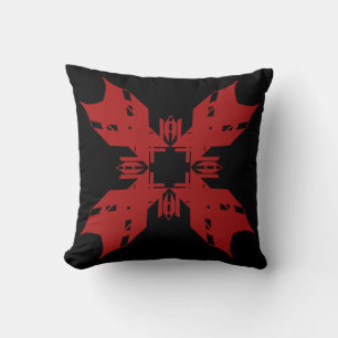 Rot auf Schwarz Abstrakt Art 4-Petal Blume Design Kissen
