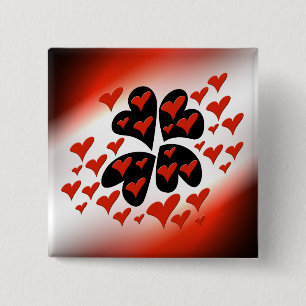 Rot auf schwarzen Herzen Button