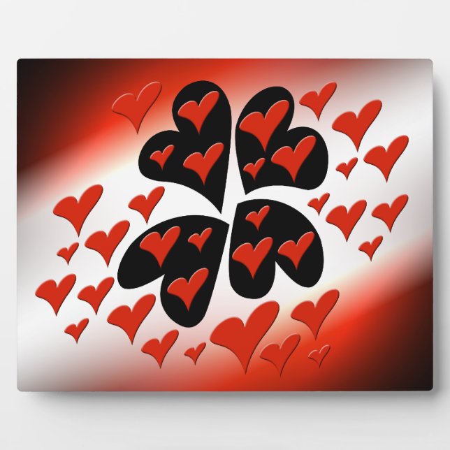 Rot auf schwarzen Herzen Fotoplatte (Vorderseite)