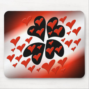 Rot auf schwarzen Herzen Mousepad