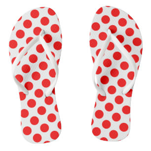 Rot auf weiße große Polka-Punkte Flip Flops