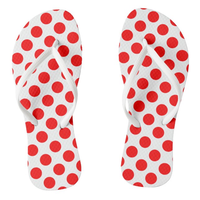 Rot auf weiße große Polka-Punkte Flip Flops (Fußbett)