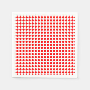 Rot auf weißem, horizontalem Polka-Dotierpapier Serviette