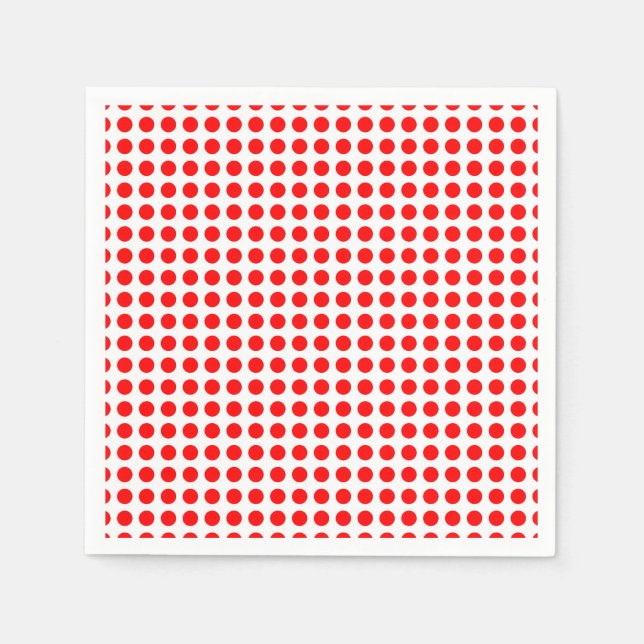 Rot auf weißem, horizontalem Polka-Dotierpapier Serviette (Vorderseite)
