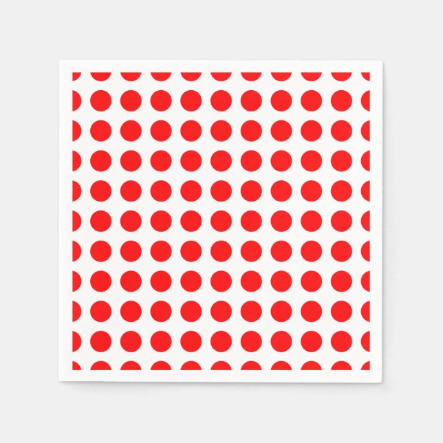 Rot auf weißem, horizontalem Polka-Dotierpapier Serviette (Vorderseite)