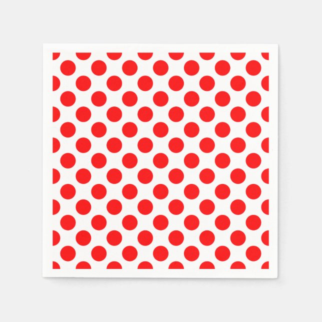 Rot auf weißem Polka-Dotierpapier großer Größe Serviette (Vorderseite)