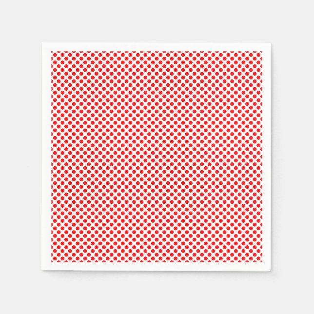 Rot auf weißem Polka-Dotierpapier Serviette (Vorderseite)