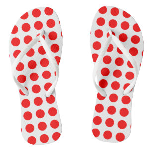 Rot auf weißen, großen horizontalen Polka-Punkten Flip Flops