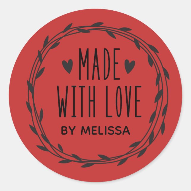 Rot aus Liebe Klassischer Rundaufkleber Runder Aufkleber (Vorderseite)