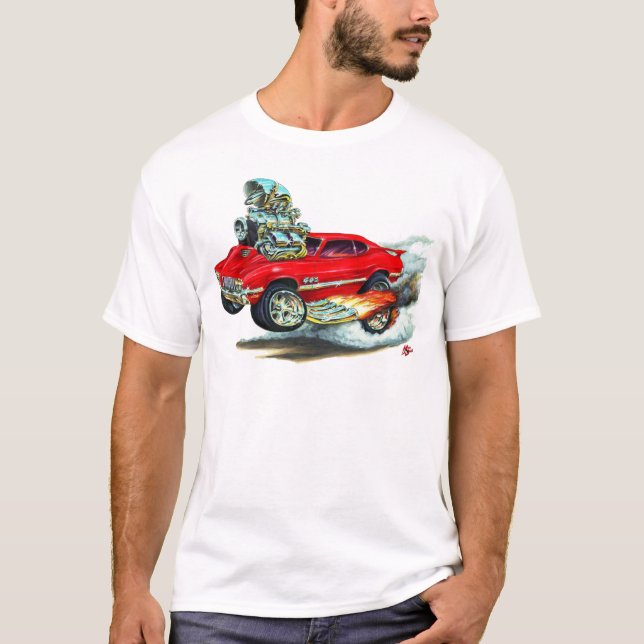 Rot-Auto 1970-72 Olds Macheten-442 T-Shirt (Vorderseite)