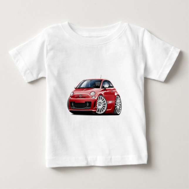 Rot-Auto Fiats 500 Abarth Baby T-shirt (Vorderseite)