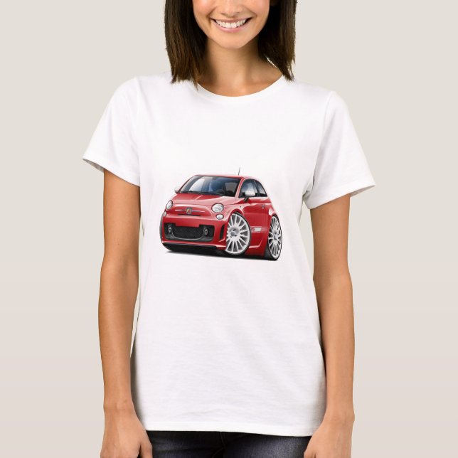 Rot-Auto Fiats 500 Abarth T-Shirt (Vorderseite)